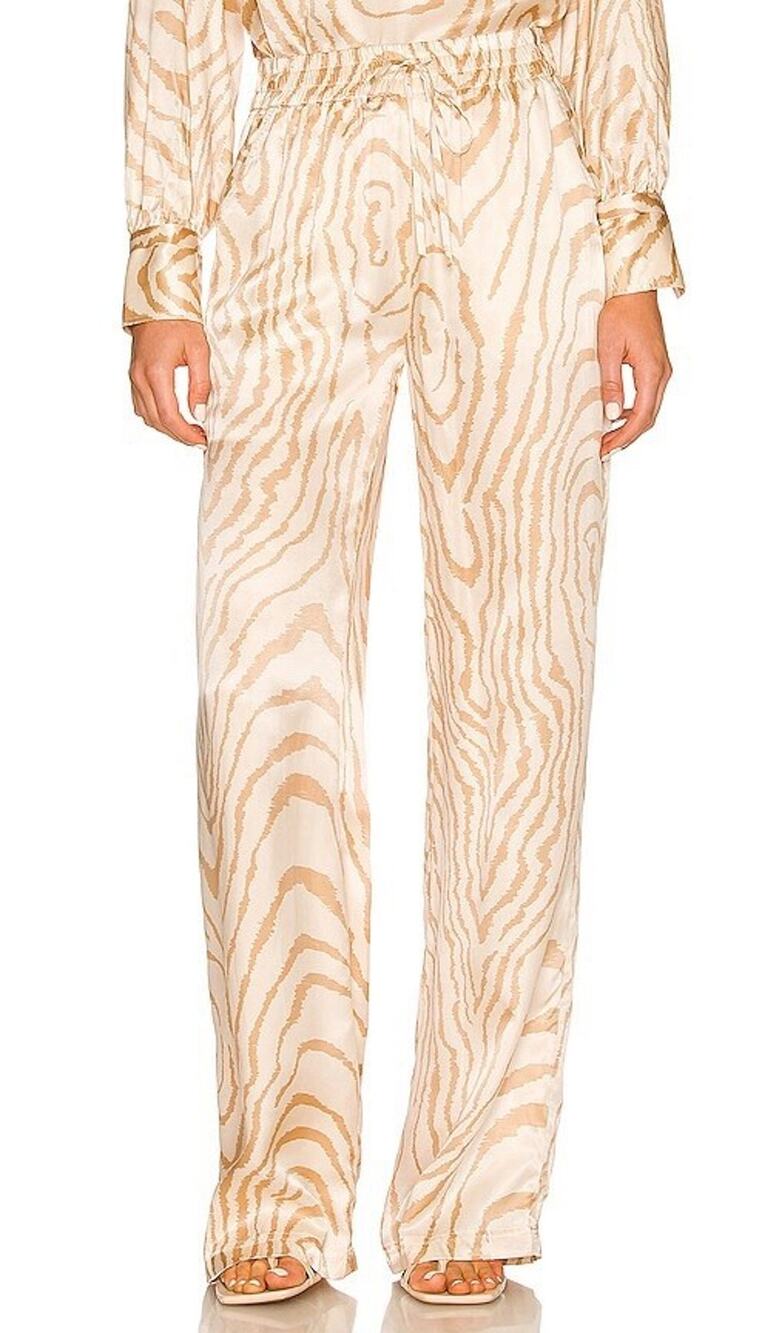 Jonathan Simkhai Misa Pants Silk Zebra Animal Print beige XS